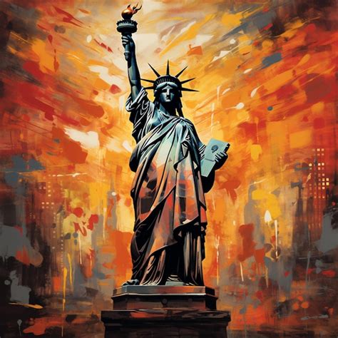 Premium Ai Image Colorful Liberty Statue