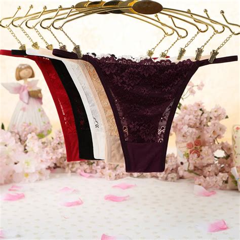 7color T Beautiful Lace Leaves Womens Sexy Lingerie Thongs G String