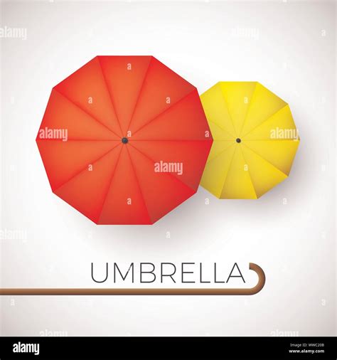 Couple Of Colorful Umbrellas Red And Yellow Parasol Top View Vector