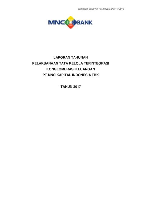 PDF LAPORAN TAHUNAN PELAKSANAAN TATA Konglomerasi Keuangan PT MNC