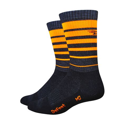 defeet classico socks with orange stripes