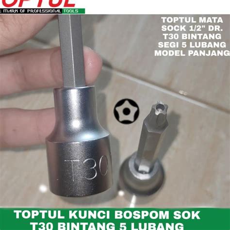 Jual Sudah READY MATA KUNCI SOCK SOK BINTANG SEGI 5 LUBANG TORX 1 2