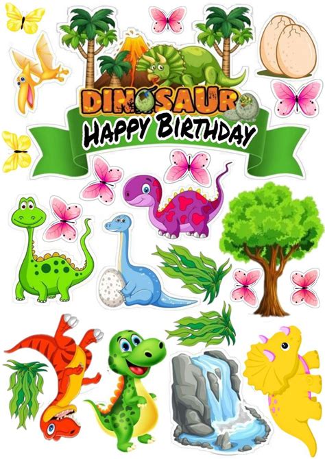 Kartu Ulang Tahun Anak Dengan Dinosaurus Dan Pohon