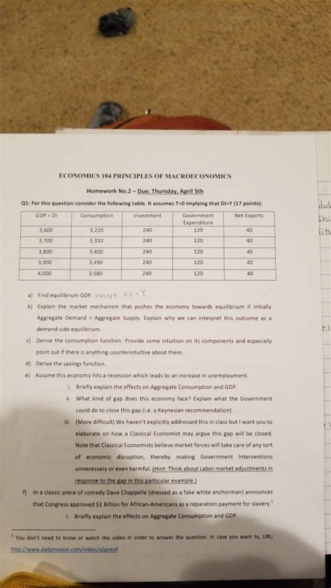 Solved Economics 104 Principles Of Macroeconomics Homework