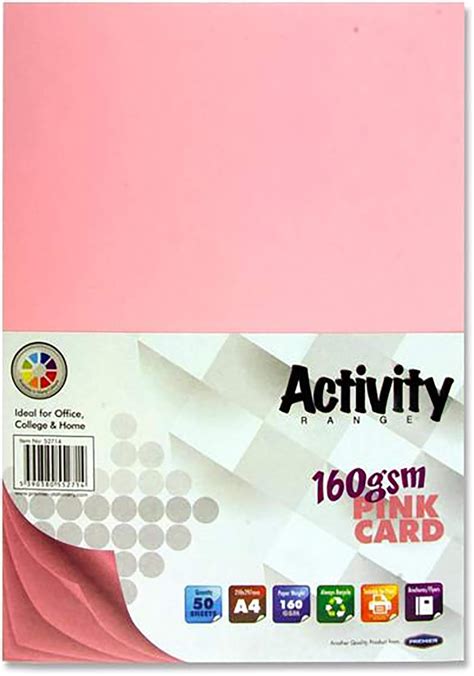 House Of Card Paper A Gsm Coloured Card Pastel Pink Pack Of