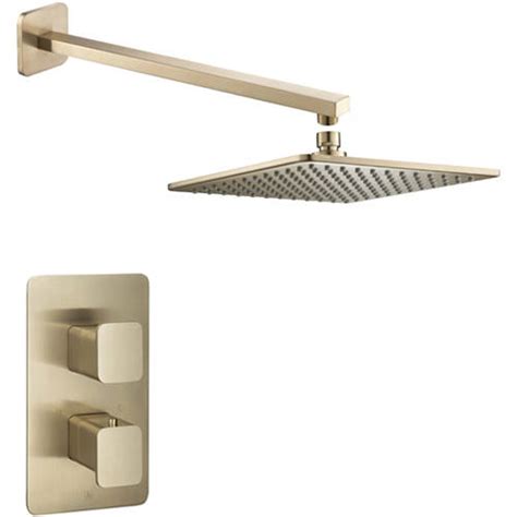 Thermostatic Shower Valve Head And Wall Arm Brushed Brass Jtp Hix Jtp Hix Sh3