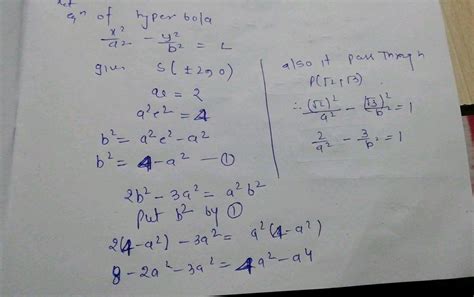 A Hyperbola Passes Through The Point P√2 √3 And Has Foci At ± 2