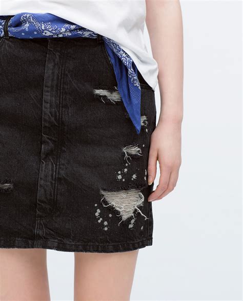 Zara Ripped Denim Pencil Skirt Ripped Denim Pencil Skirt In Black Lyst