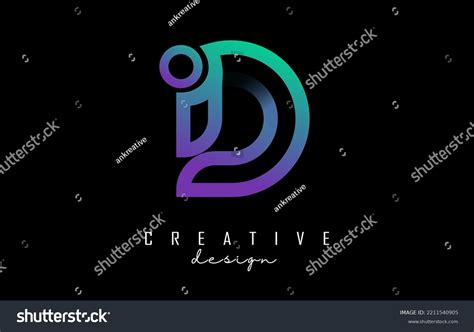 Outline Letter D Logo Minimalist Gradient Stock Vector Royalty Free