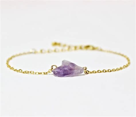 Rohes Amethyst Und Gold Armband Februar Birthstone Armband Amethyst