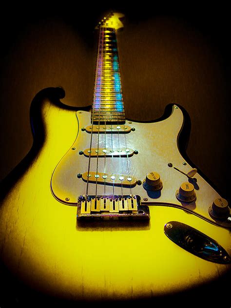 Stratocaster Lemon Burst Glow Neck Series Digital Art By Guitarwacky