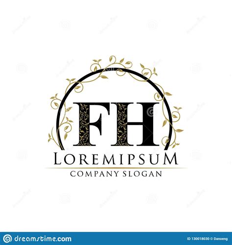 Logotipo Floral De Lujo De La Letra De Las Crestas FH Stock De