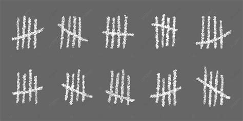 Grey Background With Crossedout Tally Marks And Unary Numeral Signs