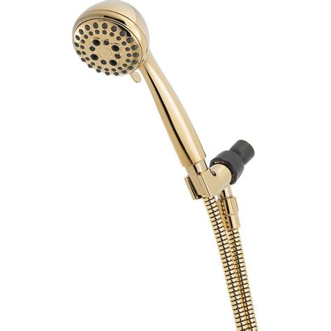 Delta 5 Spray Massage Handheld Showerhead In Polished Brass 75502pb The Home Depot