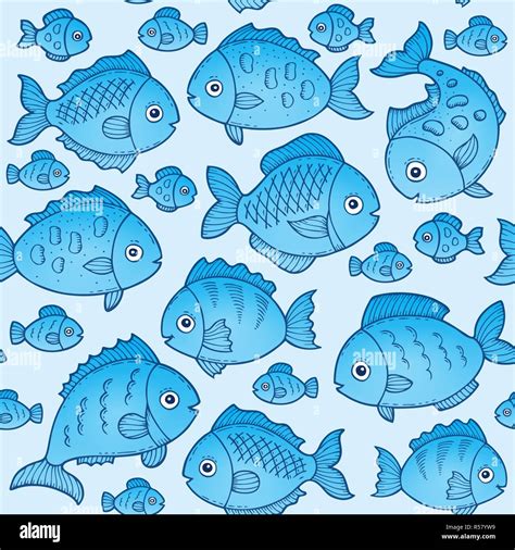 Seamless background with fish drawings 1 Stock Photo - Alamy