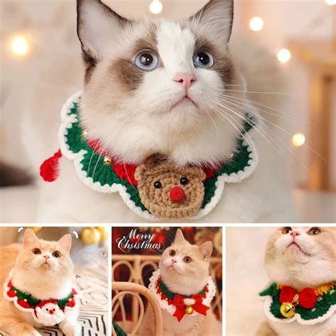 Malha Natal Pet Collar Cat Collar Bell Bow Tie Acess Rios Bonitos Do