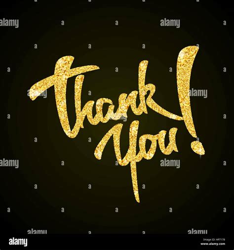 Thank You Gold Glitter Hand Lettering On Black Background Greeting