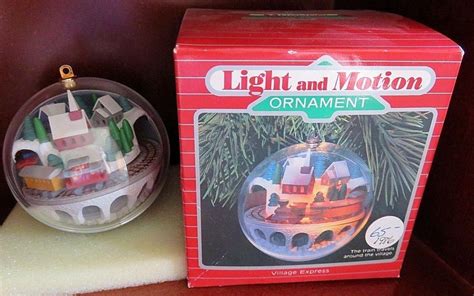 1986 Village Express Train Hallmark Light And Motion Ornament Holiday