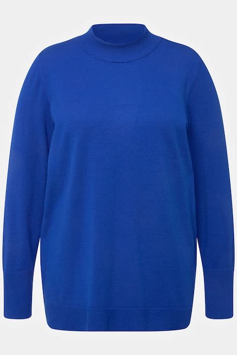 Long Sleeves Mock Turtleneck Sweater Royal Blue Ulla Popken