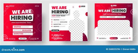 We Are Hiring Job Vacancy Social Media Post Banner Design Template With Red Color Stock Vector