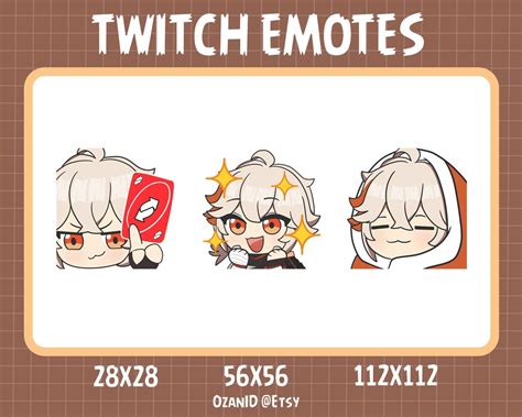 Kazuha Kaedehara Emote Pack Chibi Genshin Impact Twitch Streamer And Discord Emotes Bundle