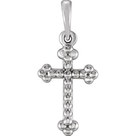 Platinum Beaded Cross Pendant 34