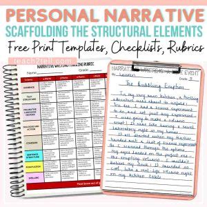 Free Personal Narrative Writing Activity Story Elements