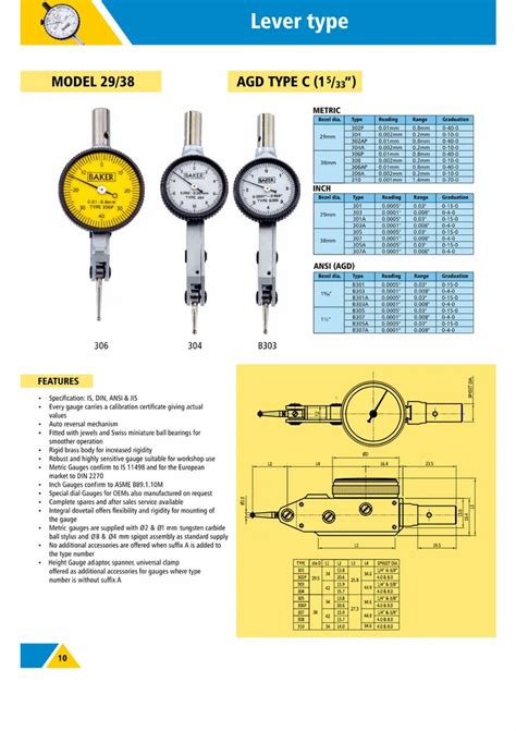 Baker Lever Dial Gauge 306AP Stainless Steel At 4040 Piece In