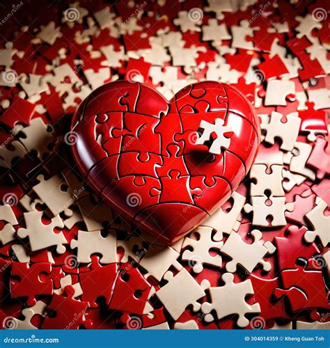 Broken Missing Pieces of Love Romance Puzzle, Shown with Jigsaw Stock ...