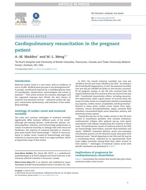 Pdf Cardiopulmonary Resuscitation In The Pregnant Patient