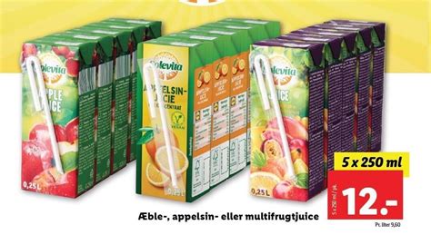 Solevita æble appelsin eller multifrugtjuice tilbud hos Lidl