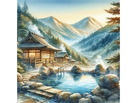 Serene Landscape Of A Japanese Hot Sprin Graphic By LINEART Creative Fabrica