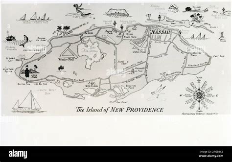 Nassau Bahamas Map Of The Island Of New Providence Stock Photo Alamy