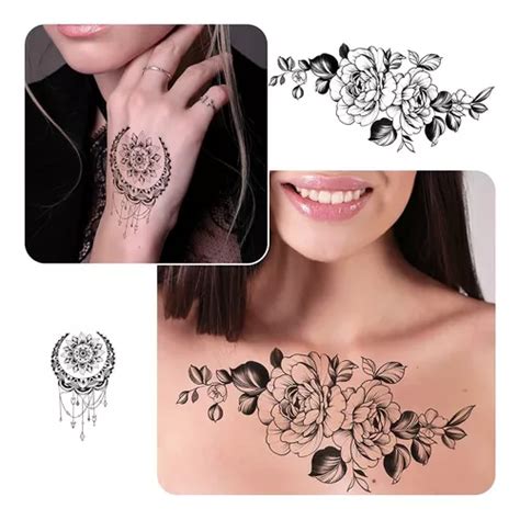 Hojas De Tatuaje Temporal De Rosa Negra Para Mujer Tatua Env O Gratis