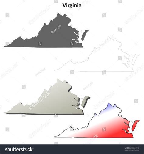 Virginia Blank Outline Map Set Jpg Stock Illustration 199515518 ...