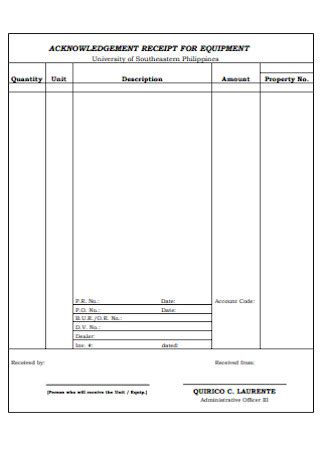 Sample Acknowledgement Receipts In Pdf Ms Word