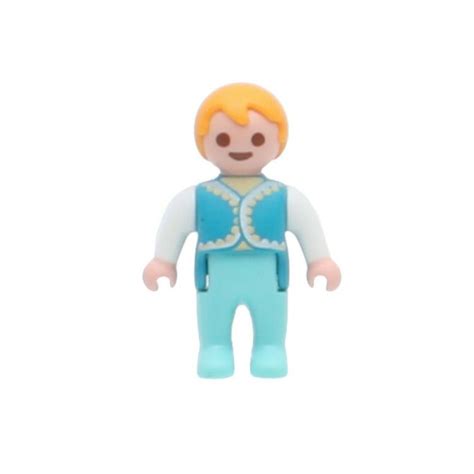 Playmobil B B Bleu Blanc Veste Turquoise Cheveux Blonds