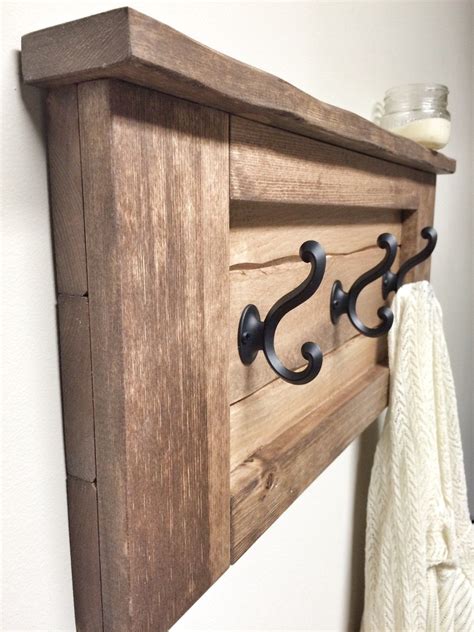 Rustic Wooden Entryway Walnut Coat Rack Entryway Coat Rack Etsy