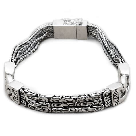 Bracelet Gourmette Argent Homme Corde Torsadee Motif Celtique