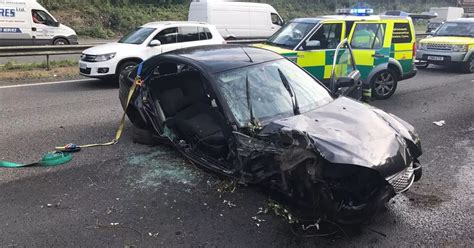 Overturned Car Causes Delays On The M4 Near Cardiff Wales Online