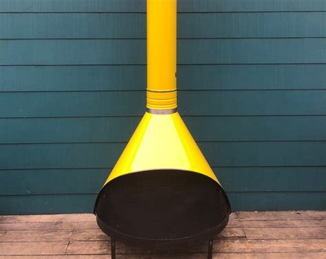 Vintage Preway Mid Century Modern Freestanding Cone Fireplace Yellow