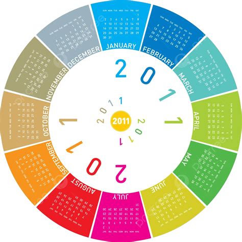 Colorful Circular Calendar 2011 Diary Appointments Design Vector Diary