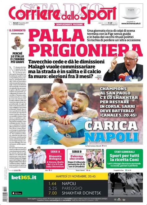 Corriere Dello Sport Italia Martes 21 De Noviembre De 2017 Infobae