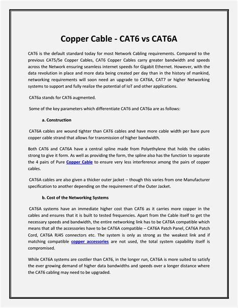 Copper Cable Cat6 Vs Cat6a By Extell System Issuu