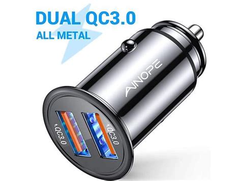 Usb Car Charger Dual Qc30 Port 36w6a All Metal Fast Car Charger Adapter Mini Cigarette Lighter