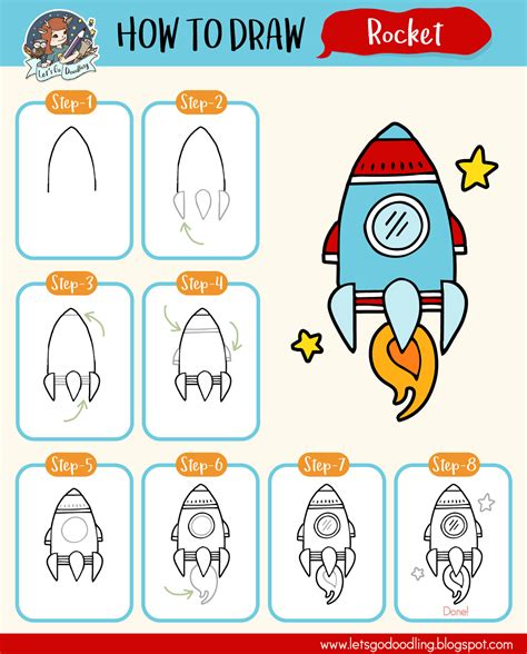 How To Draw A Rocket Ship Step By Step