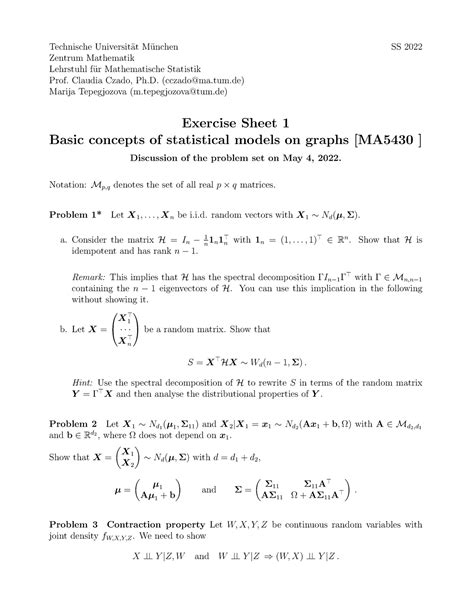 Sheet 1 Exercise Technische Universit At M Unchen SS 2022 Zentrum