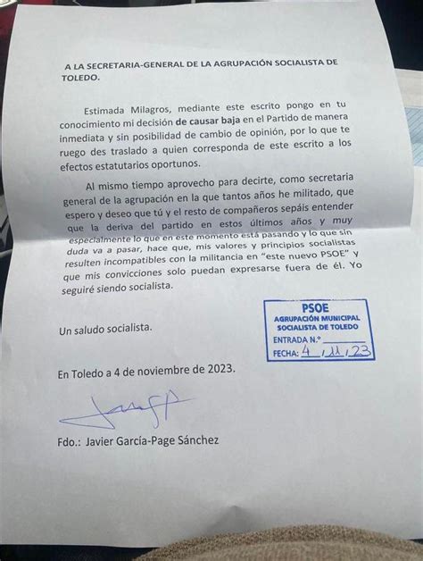 El Hermano Gemelo De Page Causa Baja Del PSOE Por Considerar