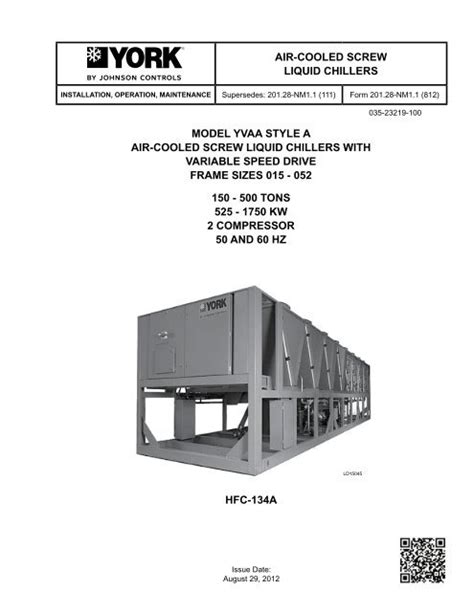 Yvaa Style A Air Cooled Screw Liquid Chillers Johnson Controls