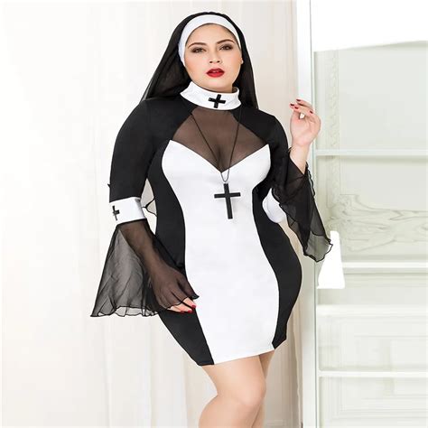 High Quality Plus Size Sexy Nun Costume For Fat Woman Fancy Dress With